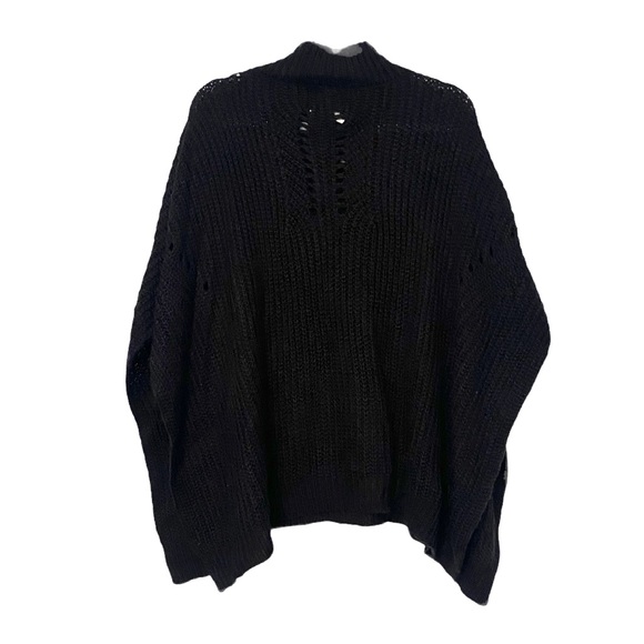 NEW DAVID AND YOUNG Black Ribbed Thick Knit Poncho - Picture 7 of 7